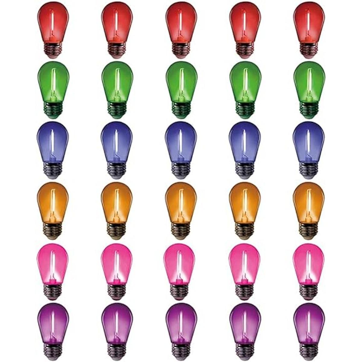 MORGENLITE Paquete de 30 bombillas LED de color S14 de 1