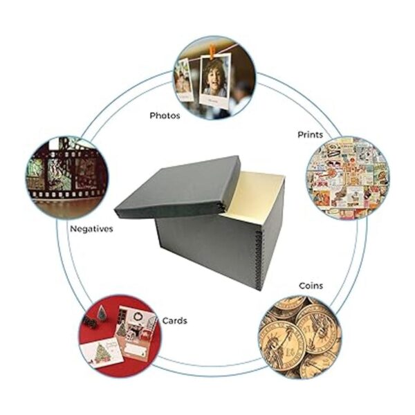 Lineco Caja de almacenamiento de registros azulgris 12