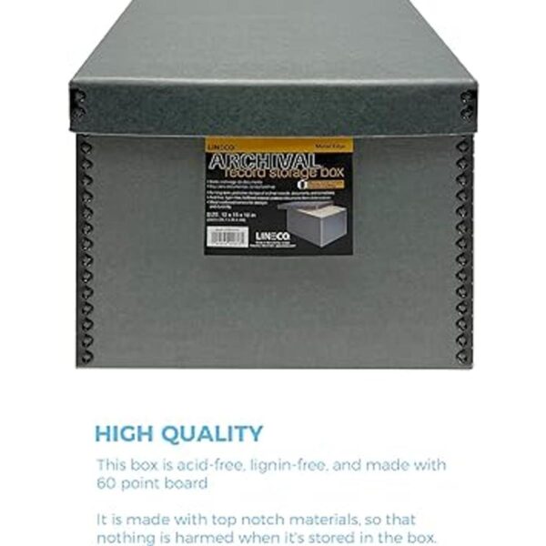 Lineco Caja de almacenamiento de registros azulgris 12
