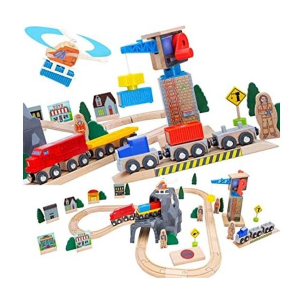 ORBRIUM Juego de tren de madera de elevación y carga con_1
