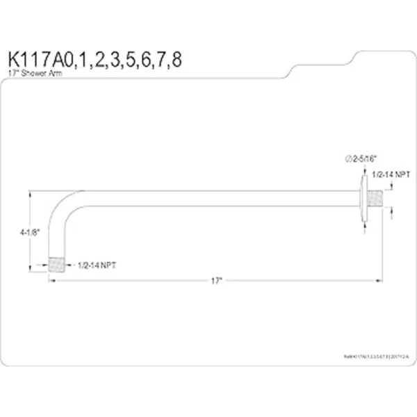 Kingston Brass K117A3 Brazo de ducha de lluvia 17.2 in_2