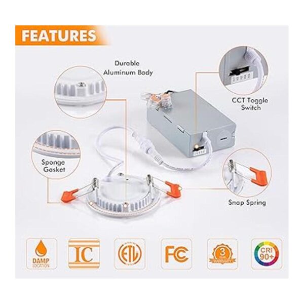 Cloudy Bay Luz empotrable LED ultrafina de 3 pulgadas de 5_6