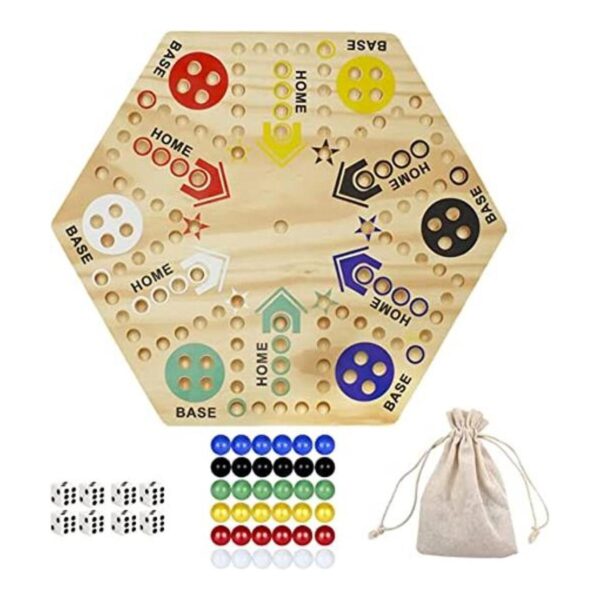 Juego de mesa Wahoo de mármol pintado de doble cara para 6_1
