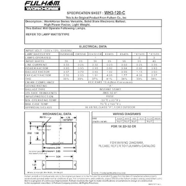 Fulham Workhorse adaptable WH3 120c de lastre