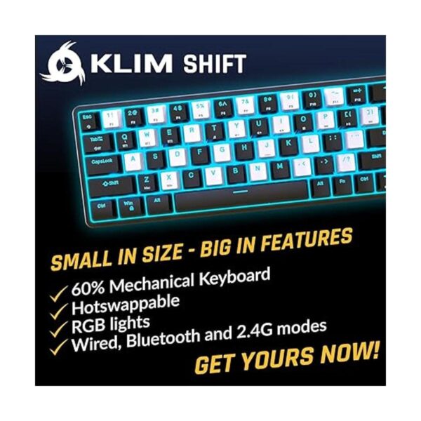 KLIM Teclado mecánico inalámbrico Shift 60 nuevo 2022_2