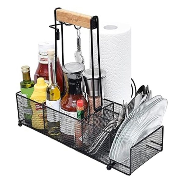 OMAIA Carrito de barbacoa y picnic con soporte para_1