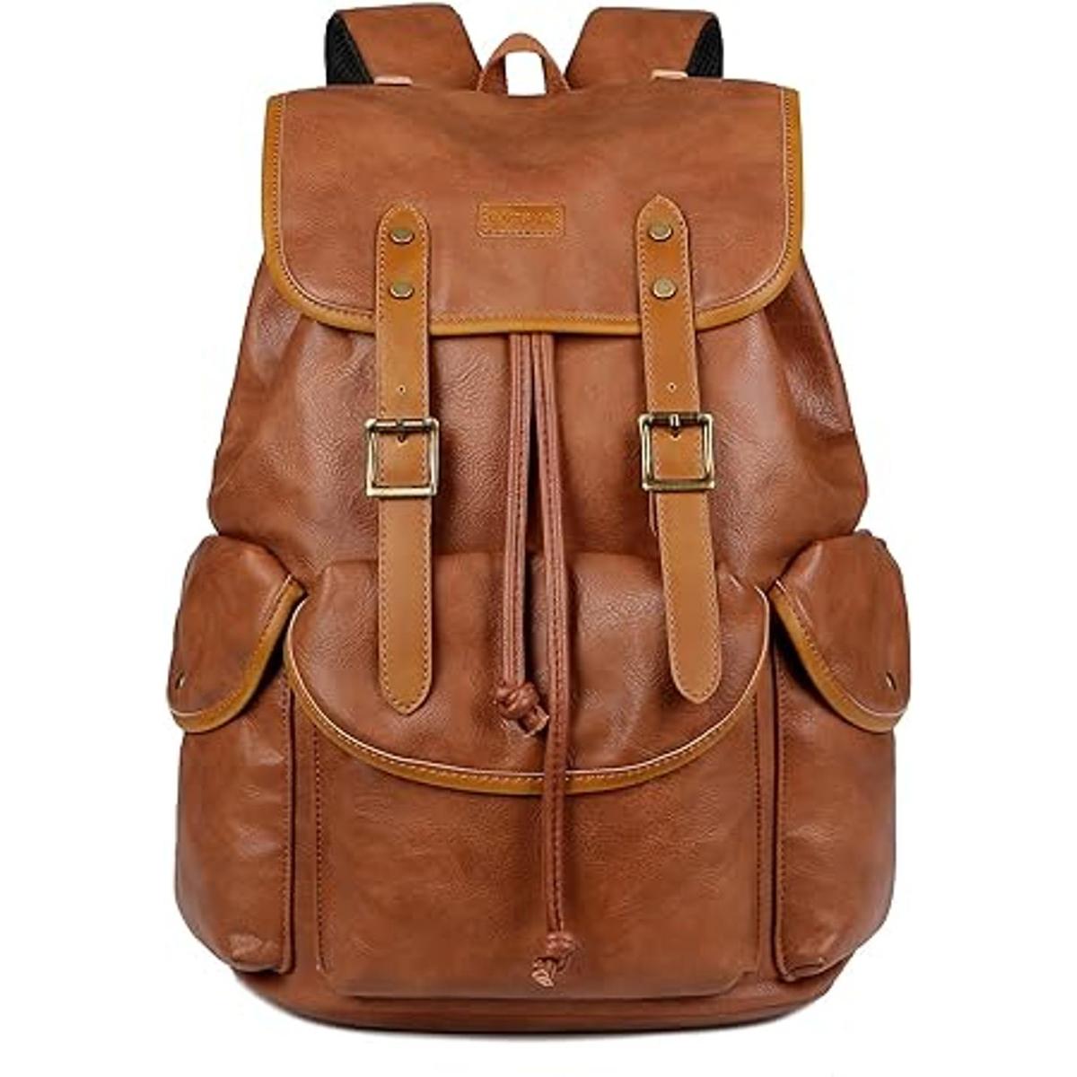Mochila de cuero para portátil de 15.6 pulgadas mochila