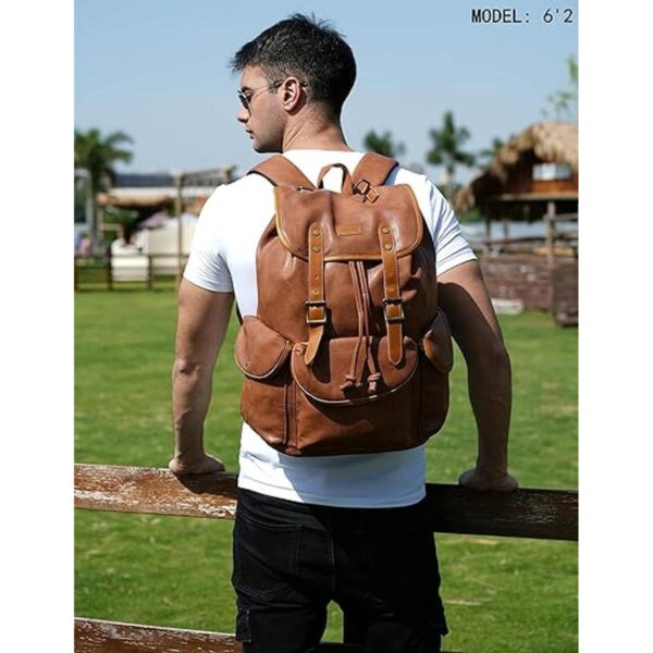 Mochila de cuero para portátil de 15.6 pulgadas mochila