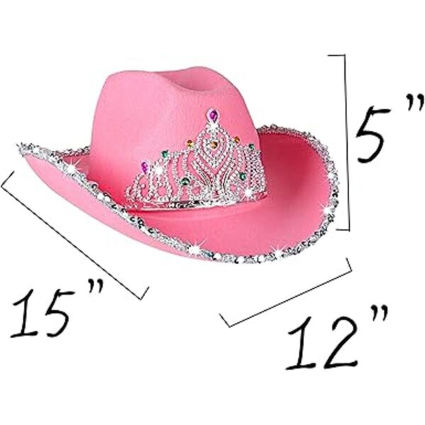 PROLOSO Sombrero de vaquero rosa con corona de fieltro_4