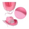 PROLOSO Sombrero de vaquero rosa con corona de fieltro_5