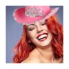 PROLOSO Sombrero de vaquero rosa con corona de fieltro_6