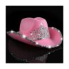PROLOSO Sombrero de vaquero rosa con corona de fieltro_3