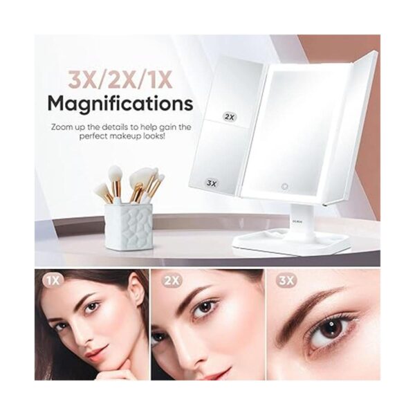 Espejo de maquillaje con luces 3 modos de iluminación de_4