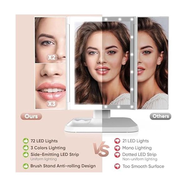 Espejo de maquillaje con luces 3 modos de iluminación de_5