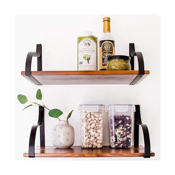 Estantes de pared flotantes con soportes madera maciza