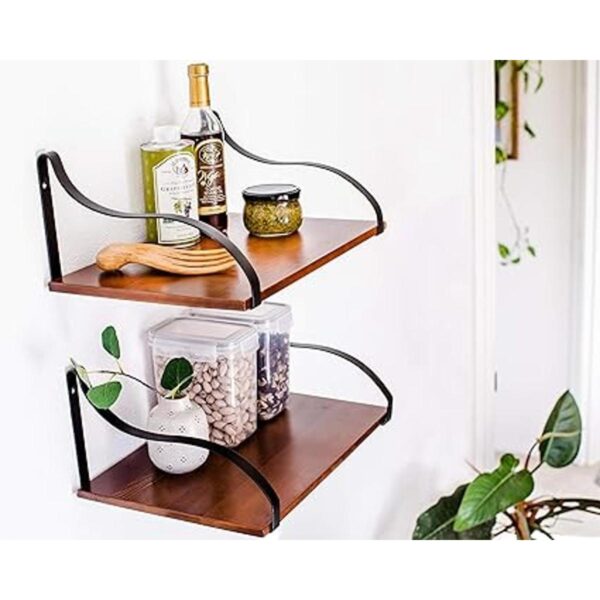 Estantes de pared flotantes con soportes madera maciza
