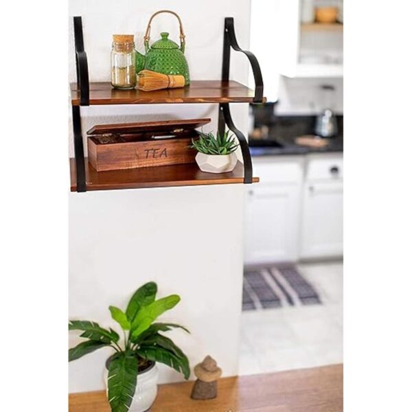 Estantes de pared flotantes con soportes madera maciza