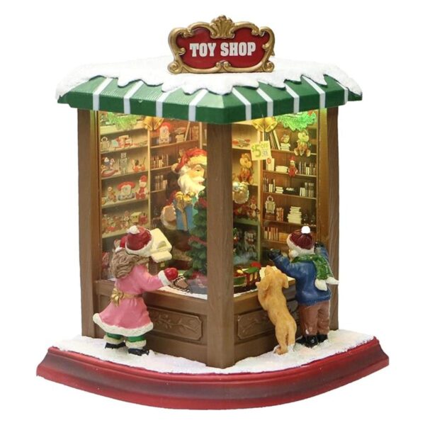 Moments In Time Christmas Village Decor Santa Toy Shop con_2