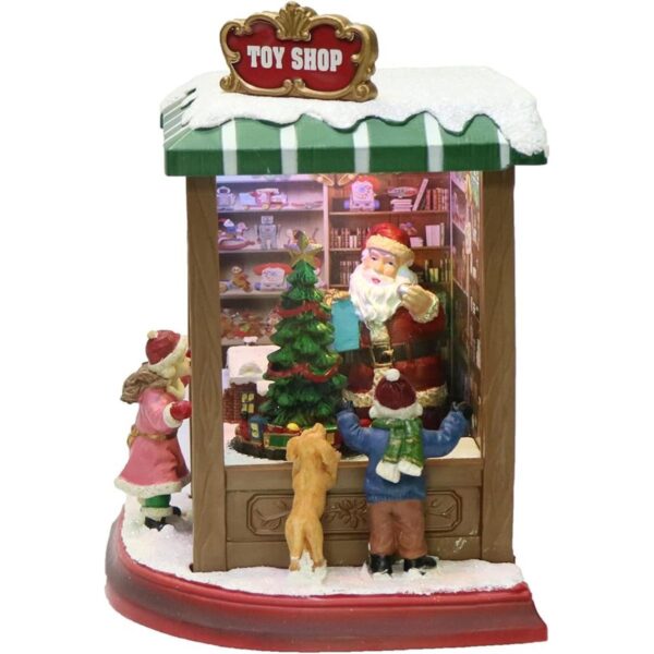 Moments In Time Christmas Village Decor Santa Toy Shop con_3