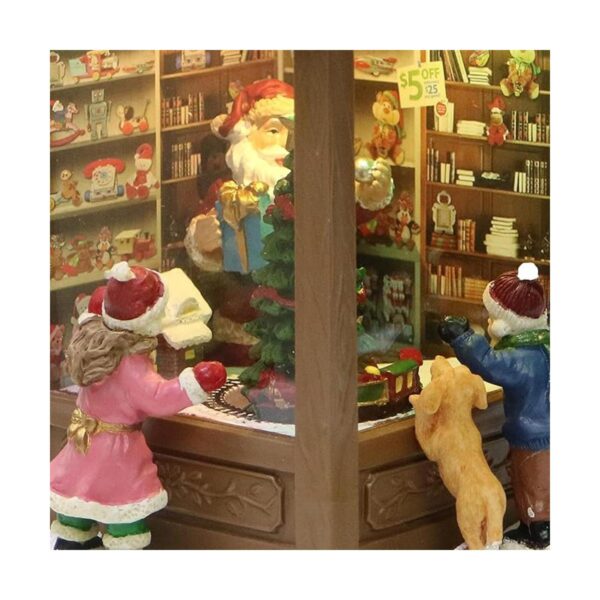 Moments In Time Christmas Village Decor Santa Toy Shop con_4