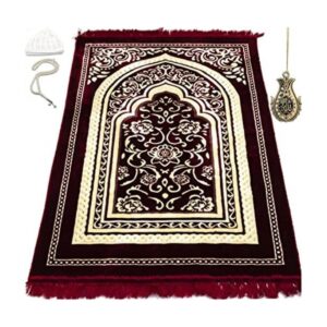 Modefa Alfombra de oración de terciopelo islámico turco_1