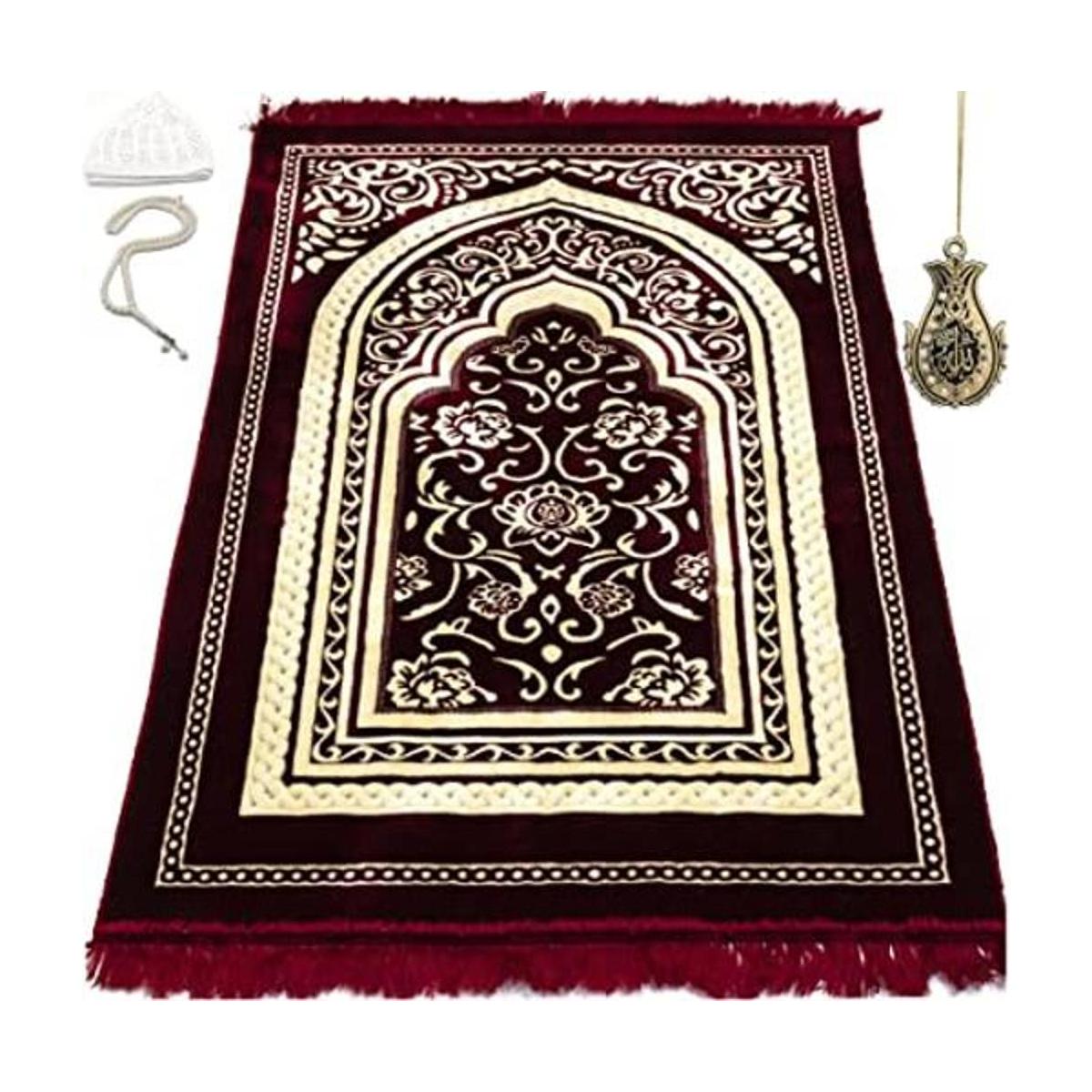 Modefa Alfombra de oración de terciopelo islámico turco