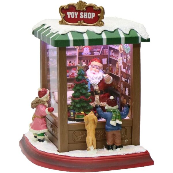 Moments In Time Christmas Village Decor Santa Toy Shop con_1