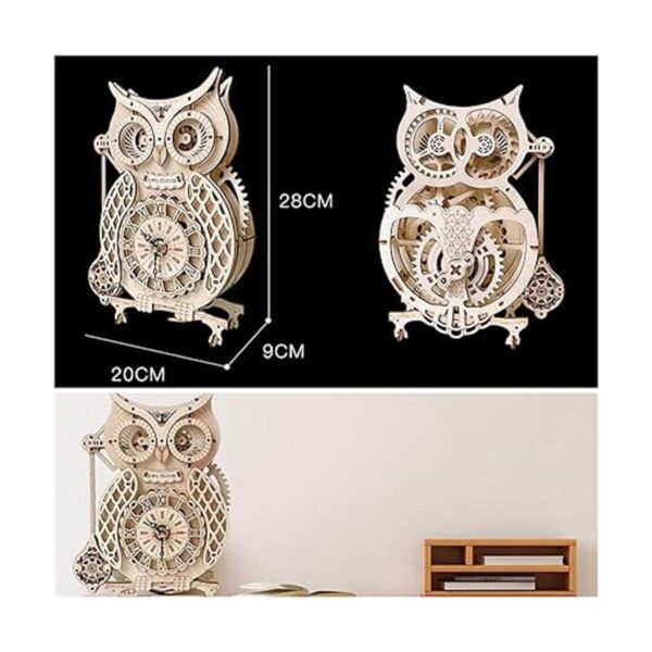 Kit de reloj de madera 3D con diseño de búho kit de_5