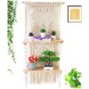 Estante colgante de pared de macramé de nivel 2 para_1