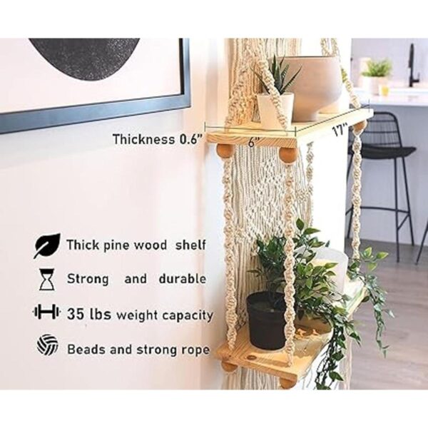 Estante colgante de pared de macramé de nivel 2 para_2