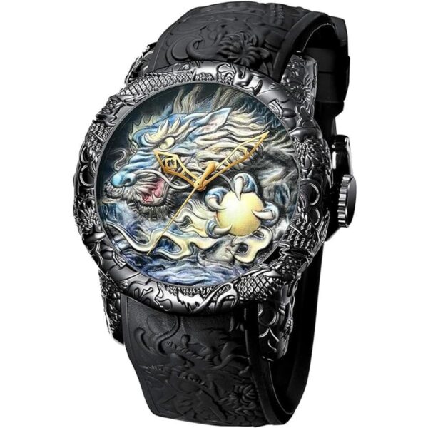 MASTOP Relojes de escultura 3D de dragón de gran esfera