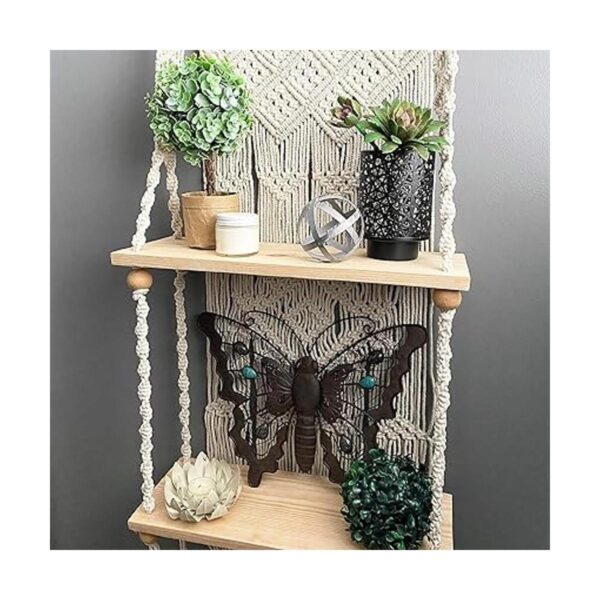 Estante colgante de pared de macramé de nivel 2 para_6
