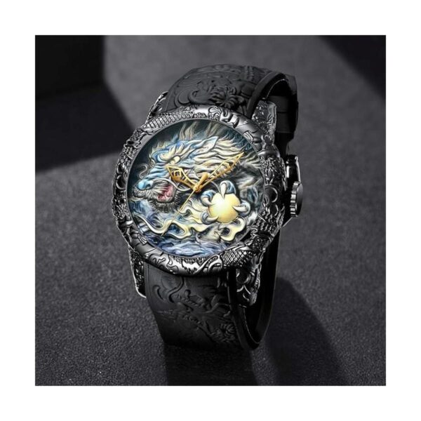 MASTOP Relojes de escultura 3D de dragón de gran esfera