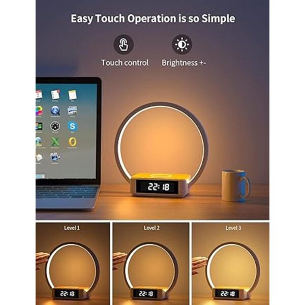 Amouhom Lámpara de mesa reloj despertador de 18 W con_3