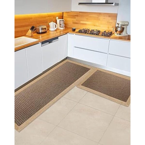 Juego de 2 tapetes de cocina de sarga antideslizantes
