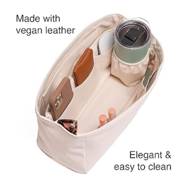 Organizador de bolsa de cuero vegano con compartimento