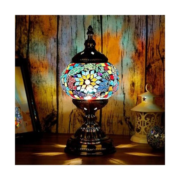Lámpara de mesa decorativa de cristal de mosaico turco_3