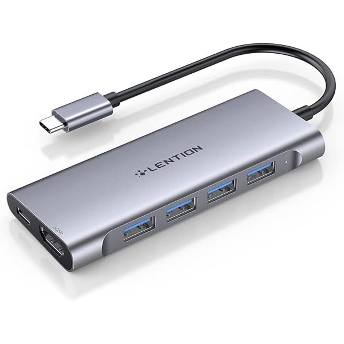 LENTION Hub USB C con salida HDMI 4K 4K a 60Hz 4 USB
