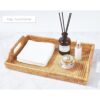 Large Rattan Tray with Rattan Coasters Premium Flat