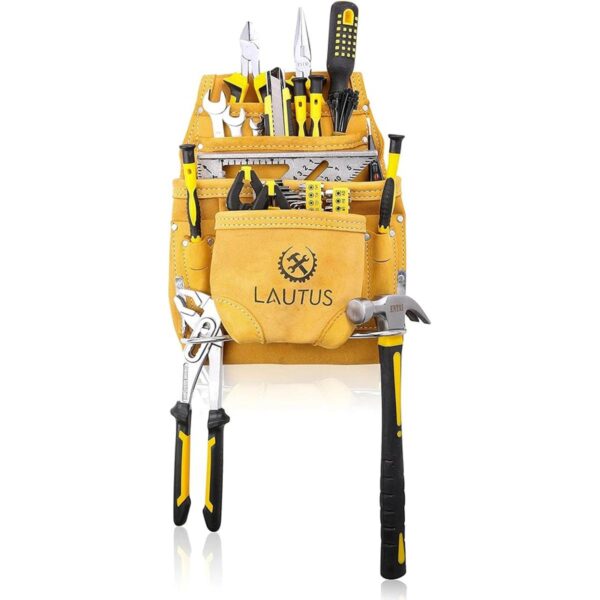 LAUTUS Nubuck Bolsa de herramientas de cuero de grano