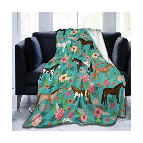 HAZIMCS Manta de felpa de franela con diseño de caballos