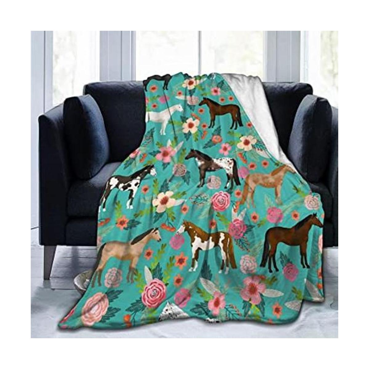 HAZIMCS Manta de felpa de franela con diseño de caballos