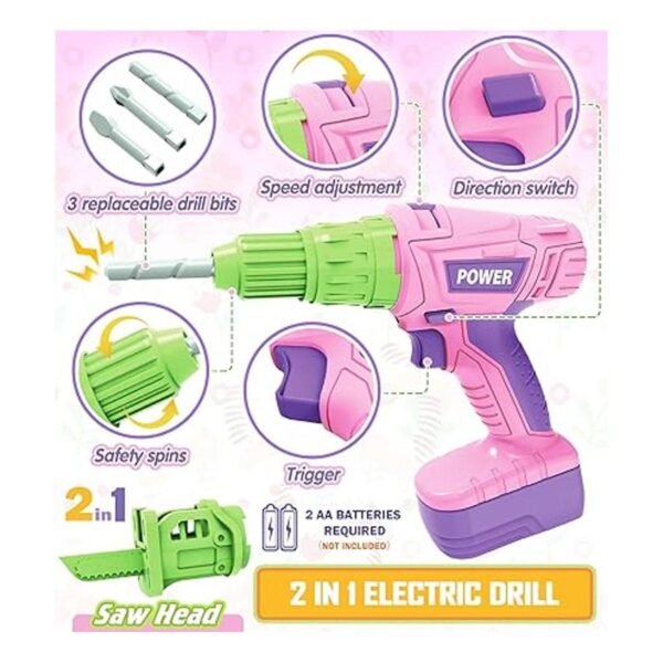 Juego de herramientas para niños con taladro eléctrico de_3