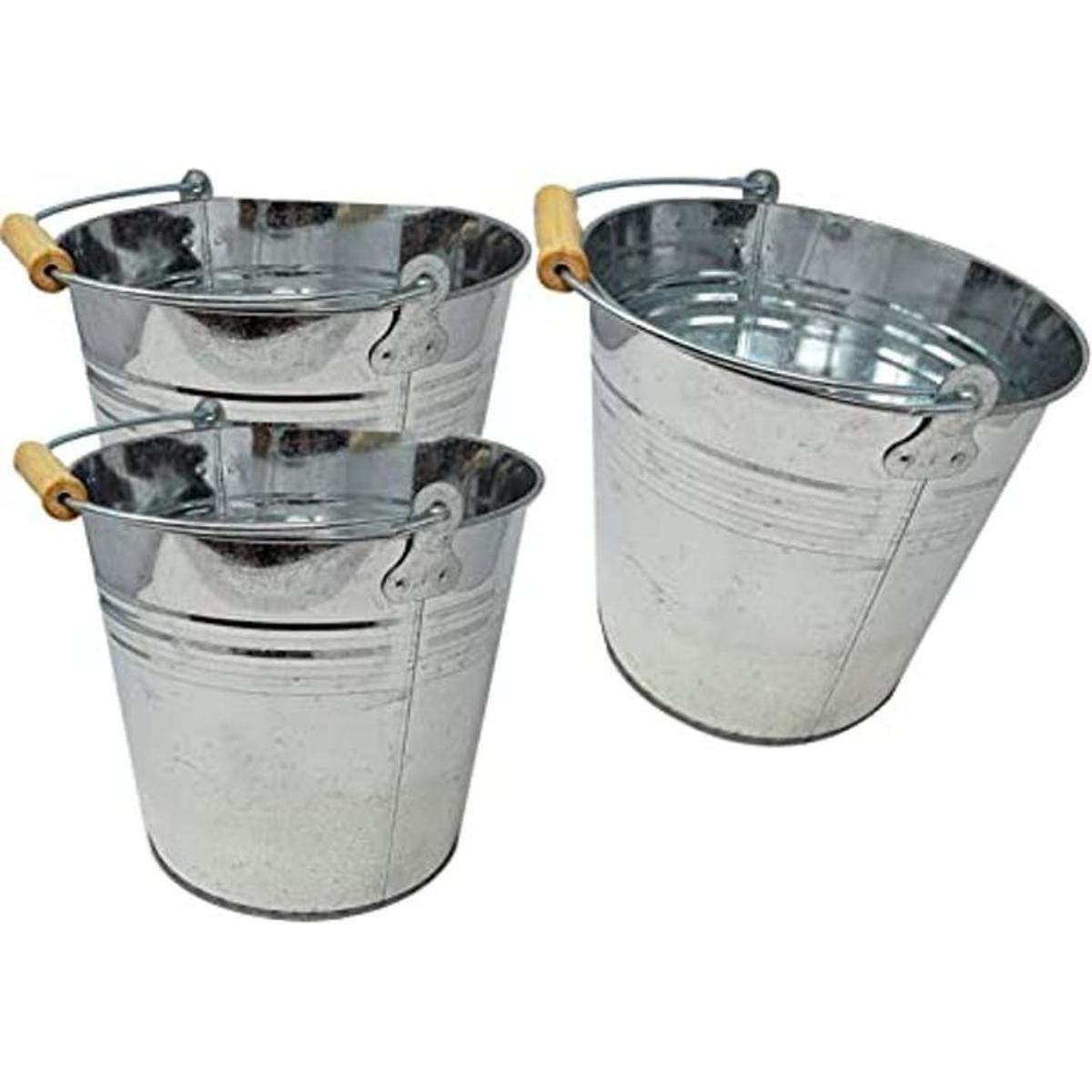 Cubo de metal grande de 2 galones paquete de 3 latas