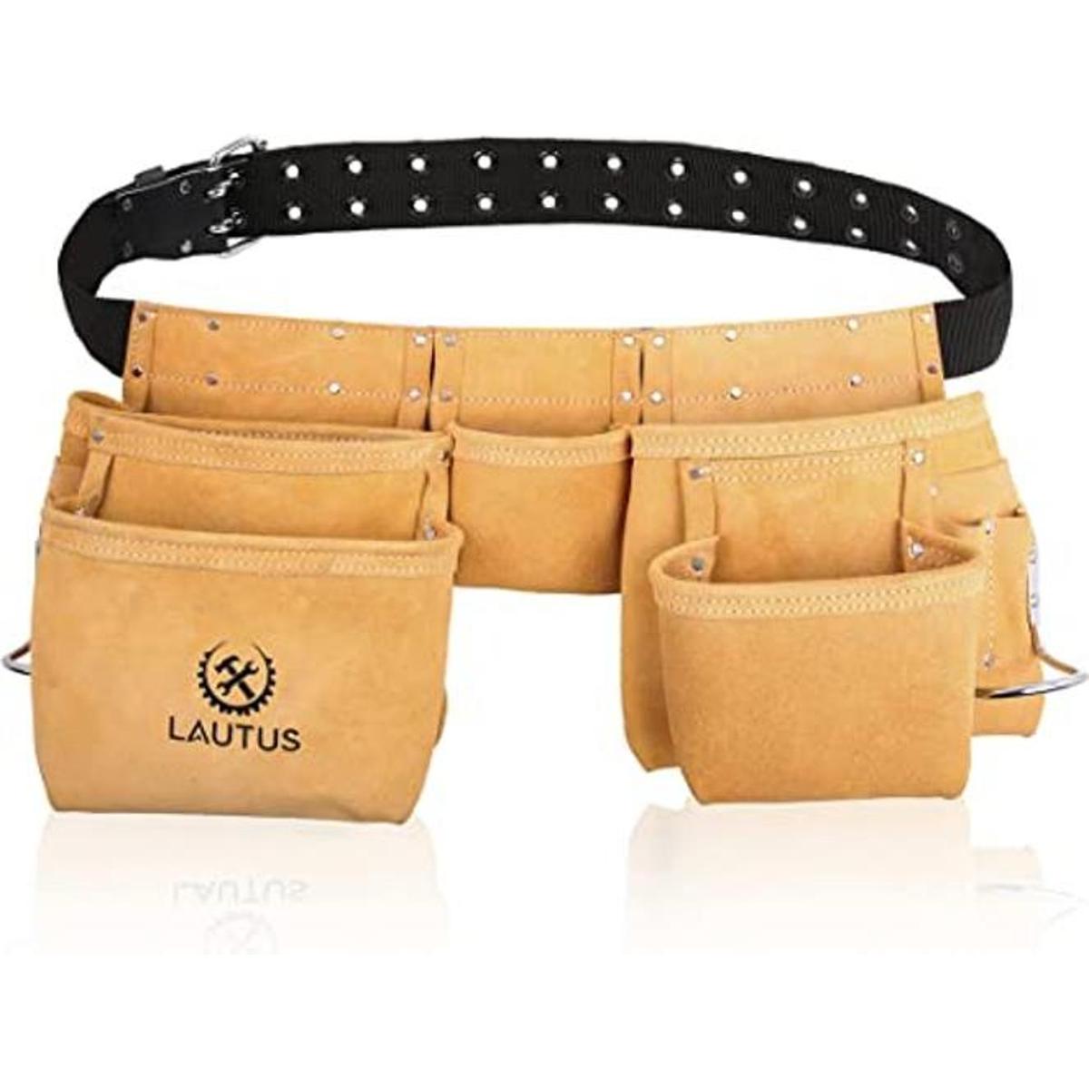 LAUTUS Cinturón de herramientas de gamuza bolsa delantal