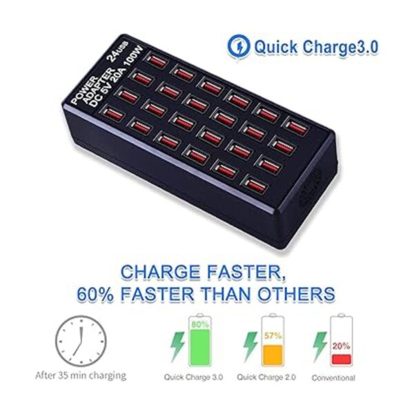 Estación de carga USB de 24 puertos de 100 W 20 A_3