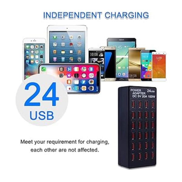 Estación de carga USB de 24 puertos de 100 W 20 A_2