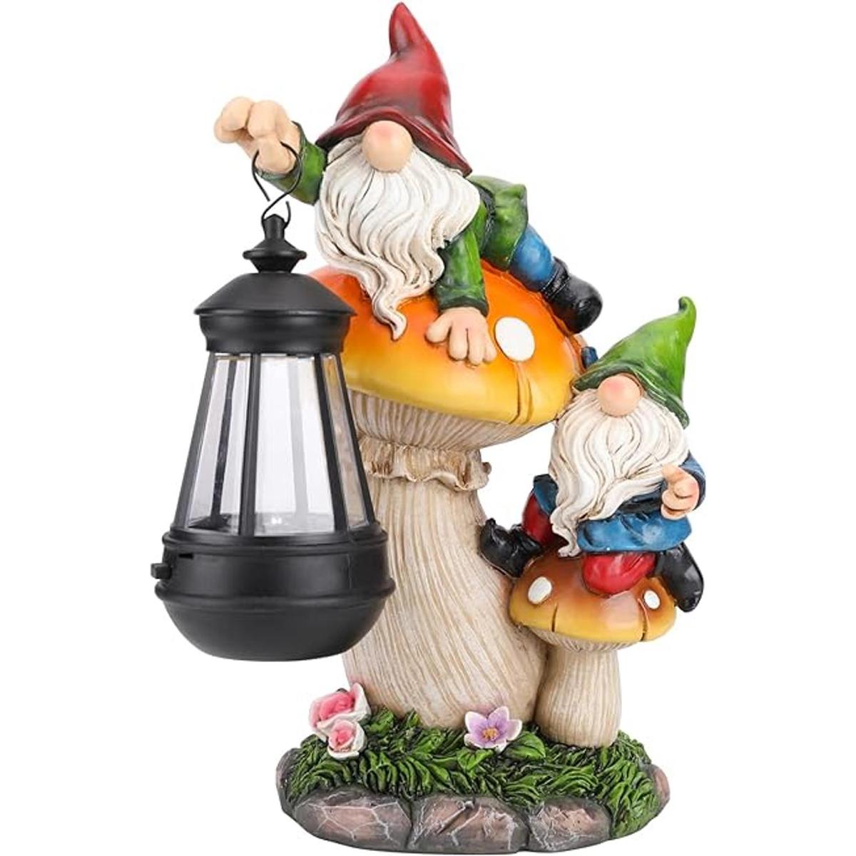 Ovewios Estatua de gnomo de jardín figura grande y