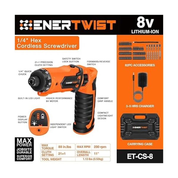 ENERTWIST Destornillador inalámbrico 8 V máx. 10 Nm_2