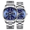 Couple Watches Women and Men Silver Stainless Steel_1